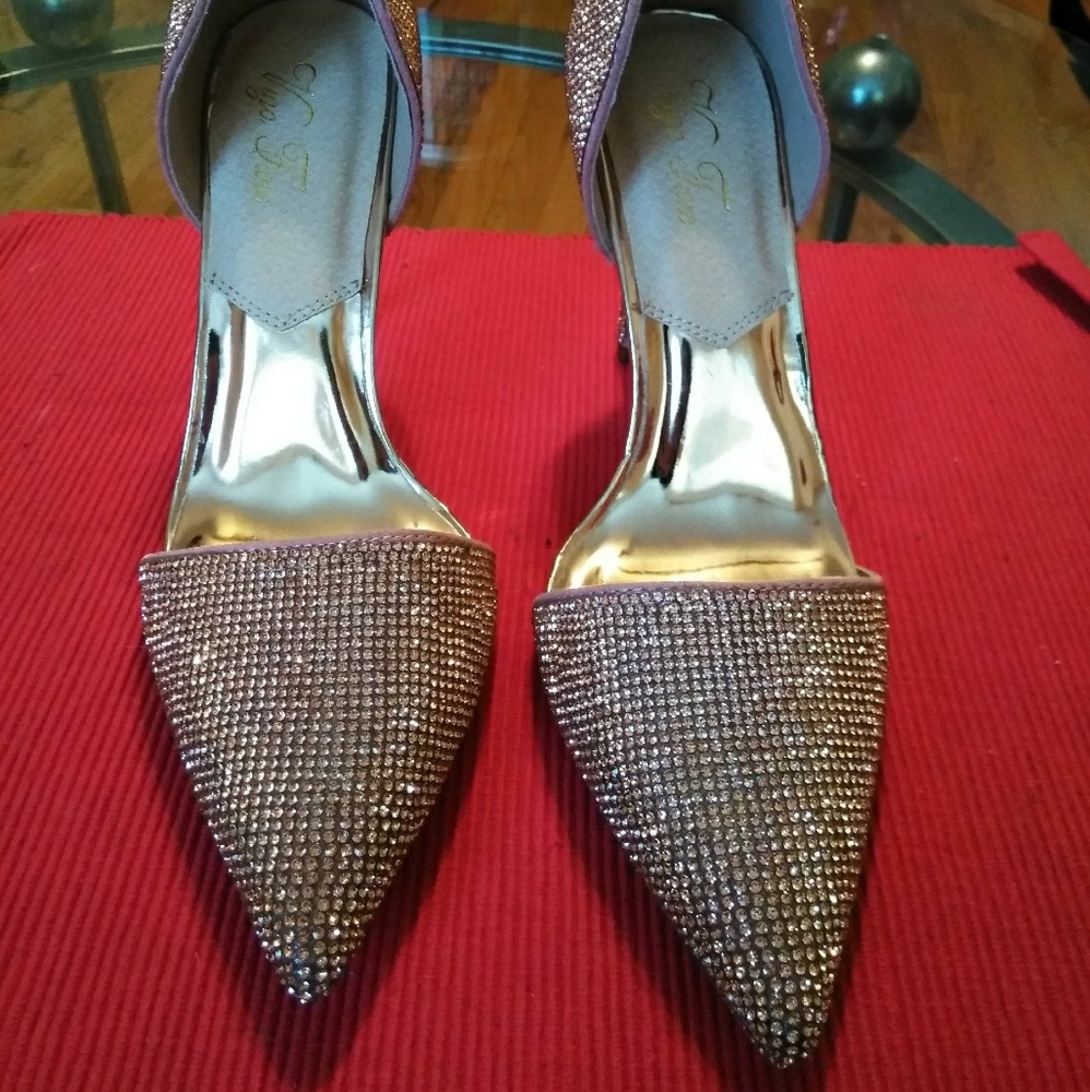 Rose gold heels with bling